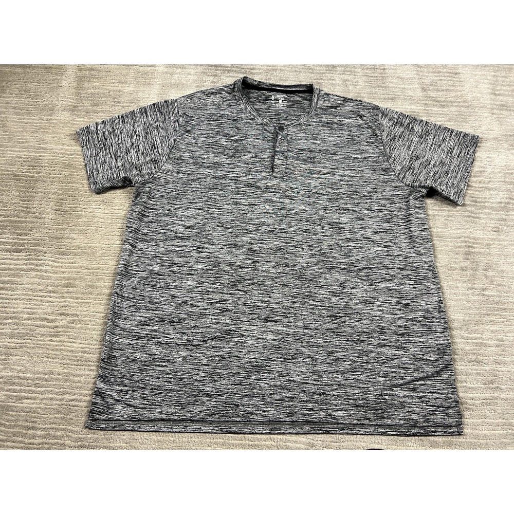 Liberty‎ Pro Workout Shirt Mens XXL Gray Short Sleeve Henley Athleisure
